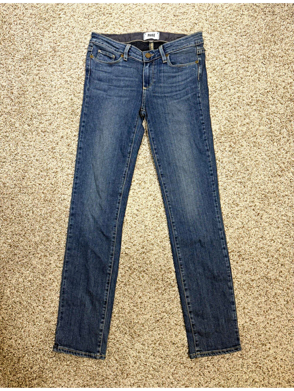 Paige Skyline Ankle Peg Jeans Size 28 Medium Wash Blue Denim Stretch Made in USA